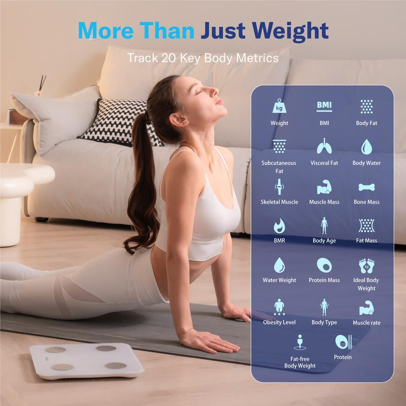 Alcedo Smart Scale for Body Weight, 7-Color Glowing Bluetooth Digital Bathroom Scale for BMI and Body Fat, Body Composition Monitor with Smartphone App, 400 Lbs Capacity