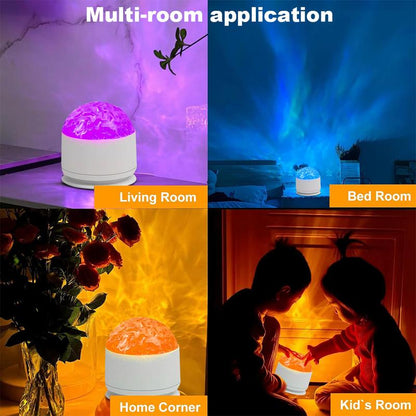 2 Scene - Ocean Wave & 3D Water Ripple Projector Light – 16-Color round Lamp with Control, Relaxation & Romantic Night Ambience.