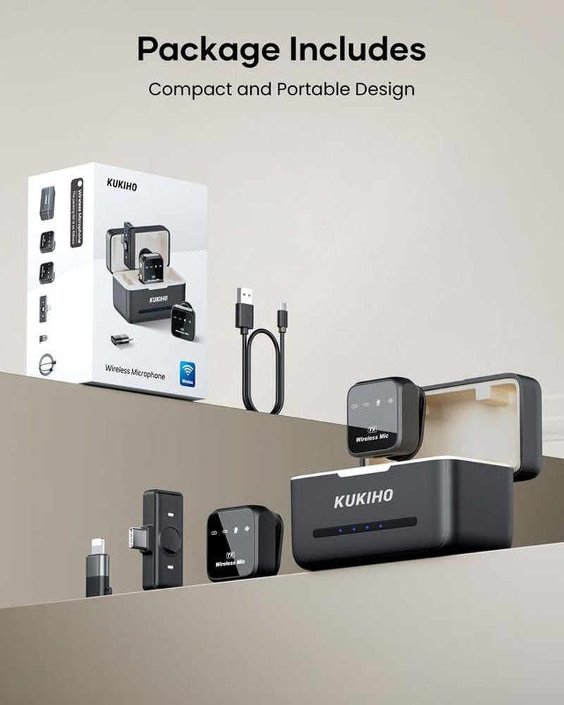 KUKIHO Wireless Lavalier Microphone for Iphone Ipad Android with Charging Case Audio Smartphone Audio Smartphone