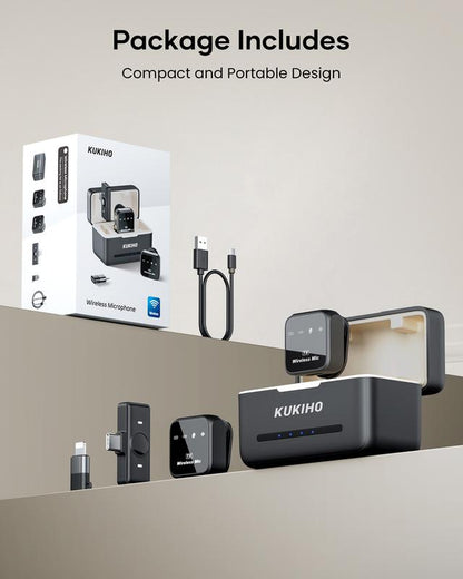 KUKIHO Wireless Lavalier Microphone for Iphone Ipad Android with Charging Case Audio Smartphone Audio Smartphone