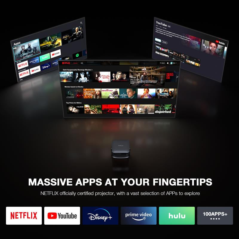 VOPLLS Q7 Highlight Mini Projector, Native 1080P & 4K Support, Netflix Officially Certified Portable Projector with Auto Focus & Keystone, 3D Dolby Sound, Wifi & Bluetooth, Home Theater & Outdoor Movie Projector for Hdmi/Usb/Phone/Pc