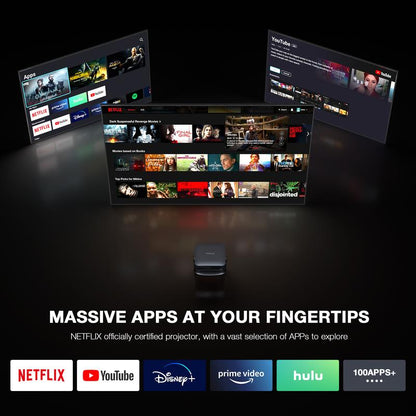 VOPLLS Q7 Highlight Mini Projector, Native 1080P & 4K Support, Netflix Officially Certified Portable Projector with Auto Focus & Keystone, 3D Dolby Sound, Wifi & Bluetooth, Home Theater & Outdoor Movie Projector for Hdmi/Usb/Phone/Pc