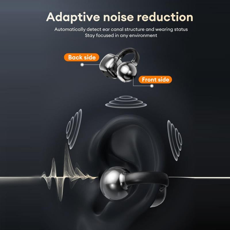 HYUNDAI C02 Clip-On Ear Electronic Headphones with LCD Full Color Touch Screen, Wireless Audio Earbuds Headset for Music & Phone Calls