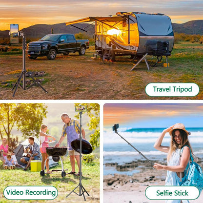 All-In-One 62" Portable Selfie Stick Tripod with Bluetooth Remote, Universal 360° Phone Holder for Iphone, Samsung, Gopro & Cameras - Perfect for Vloggers, Travel & Group Shots