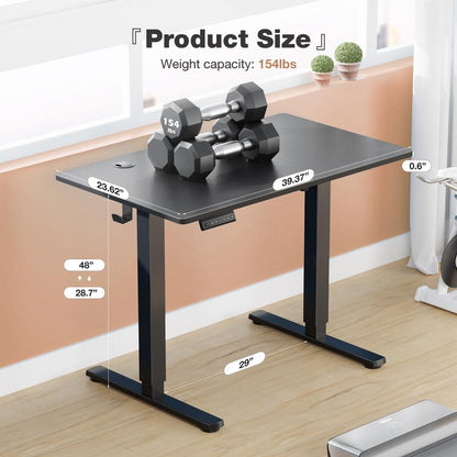 Standing Desk, Electric Standing Desk Adjustable Height, Ergonomic Adjustable Desk with Memory Preset, Computer Desk Stand up Desk with T-Shaped Bracket Suitable for Home Office