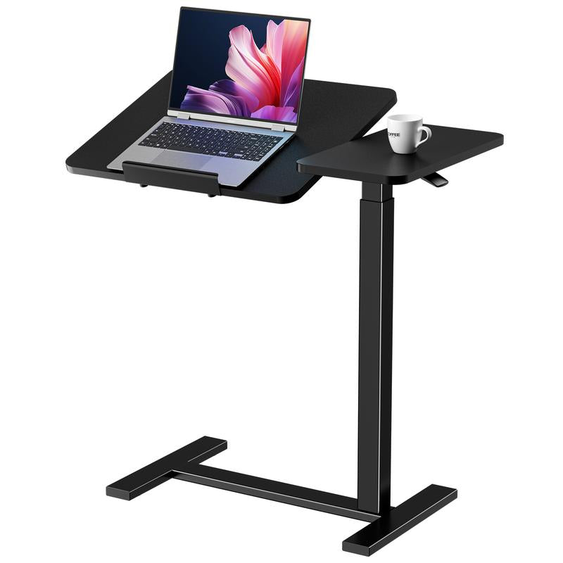 【Deal】Overbed Bedside Table with Wheels, Mobile Standing Stand up Rolling Laptop PC, Adjustable Height Tray, Side Computer Workstation for Home Use