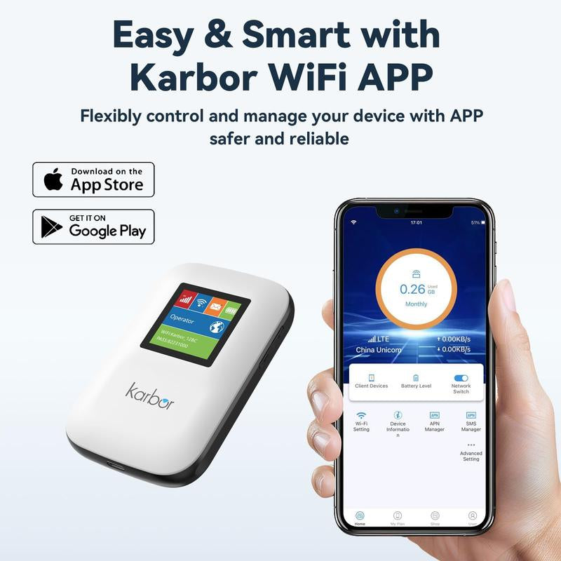 4G LTE Wifi Mobile Hotspot, No SIM Card Required No Contract, 10 Connected Devices, Multiple Networks, Portable Internet for Campers, Motorhomes and Travels, 1GB Local Data
