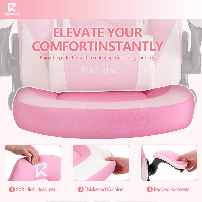 [Fathersdaygift] RIMIKING Shelby Series Ergonomic Gaming Chair, Adjustable Recliner, Lumbar Support, Heavy-Duty Office Chair,275 Lbs Weight Capacity,3896 Springtok