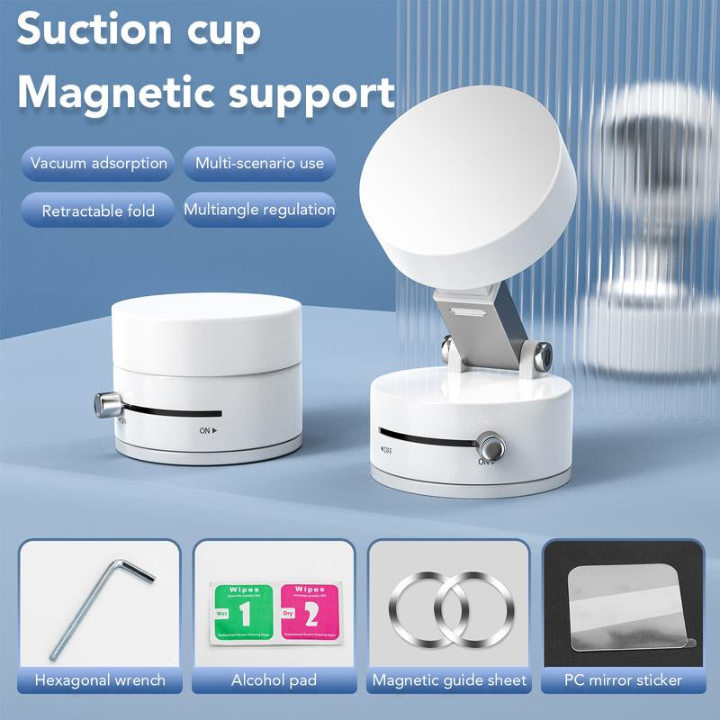 Magnetic Vacuum Phone Stand Holder ,Foldable and Portable Design,Strong Magnet,Suitable for Smooth Surfaces,Multi-Scene Use Compact Folding