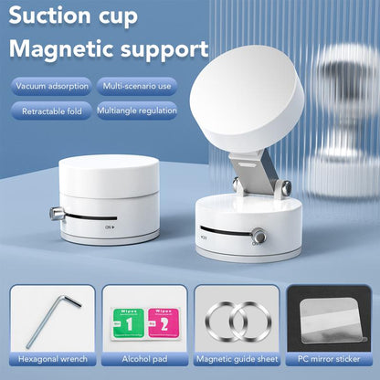 Magnetic Vacuum Phone Stand Holder ,Foldable and Portable Design,Strong Magnet,Suitable for Smooth Surfaces,Multi-Scene Use Compact Folding