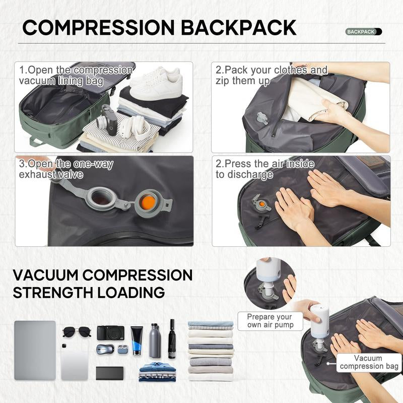 Vacuum Compression Backpack Carry on Travel Backpack for Women Men Airport Backpack Airplane Laptop Backpack Vacuum Travel Bag