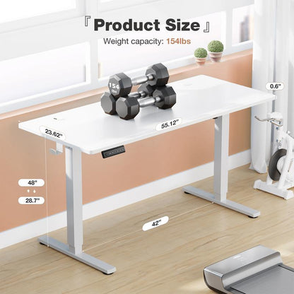 Standing Desk, Electric Standing Desk Adjustable Height, Ergonomic Adjustable Desk with Memory Preset, Computer Desk Stand up Desk with T-Shaped Bracket Suitable for Home Office