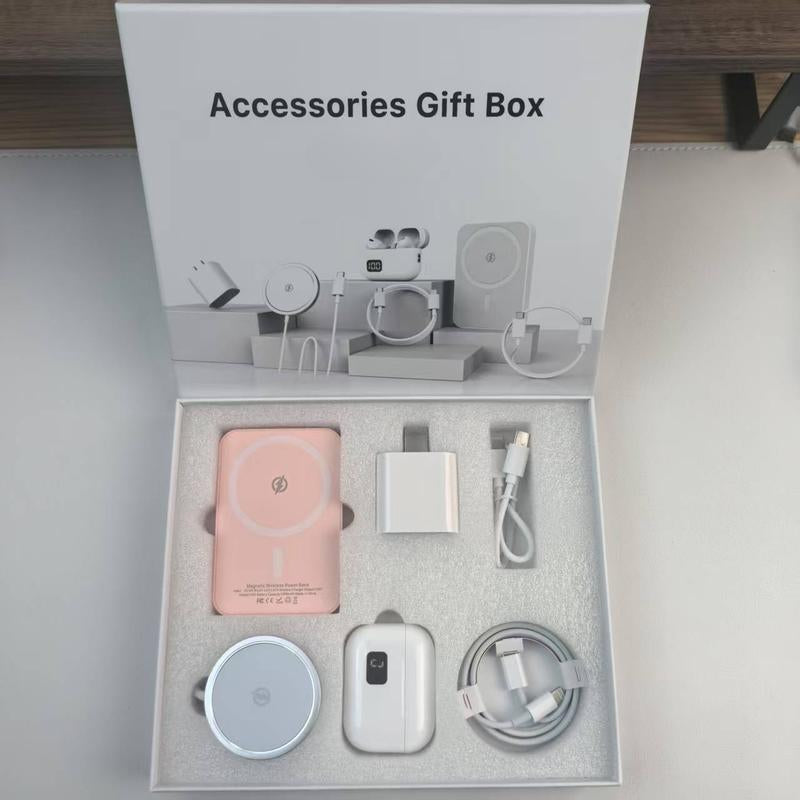 Artcyber 6-In-1 Charging Kit: Fast Charge, Magnetic Power Bank, Wireless Charger, Type-C to Fast Charging Cable, Adapter & Audio Support, Compact & Portable.