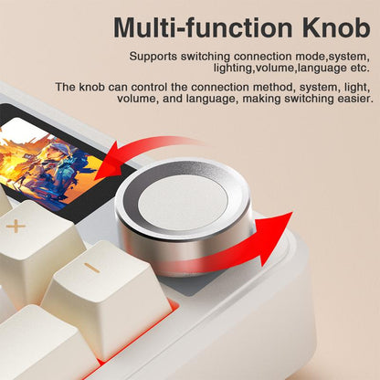 [New]Aula F108 Pro & F108 Full Size Wireless Mechanical Gaming Keyboard with Knob Smart Screen Num Pad Tri-Mode RGB Backlit Hot Swappable Customize Keyboard E-Sports Office Computer PC Accessories(F108Pro Red) Outdoorfun