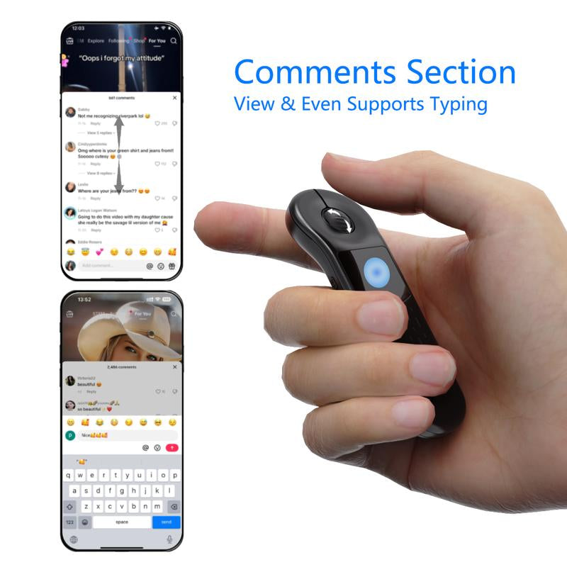 Remote Control Bluetooth+2.4G Rechargeable Handheld Scrolling Air Laser Mouse with Touchpad for Tik_Tok , Wireless Presentation Clicker, Video Scroller & Page Turn for Kindle App,For Powerpoint Slide,Selfie,For Android & Ios and Pc,Laptop,Mac,Tablet